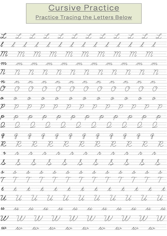 Cursive Uppercase And Lowercase Letter Tracing Worksheets