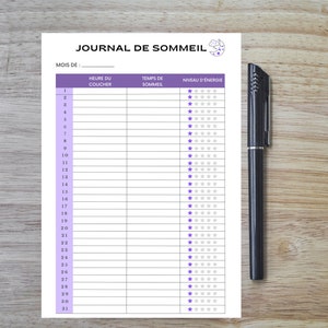 Printable sleep tracker, monthly sleep log, sleep quality log, sleep hours tracker, energy, health planner