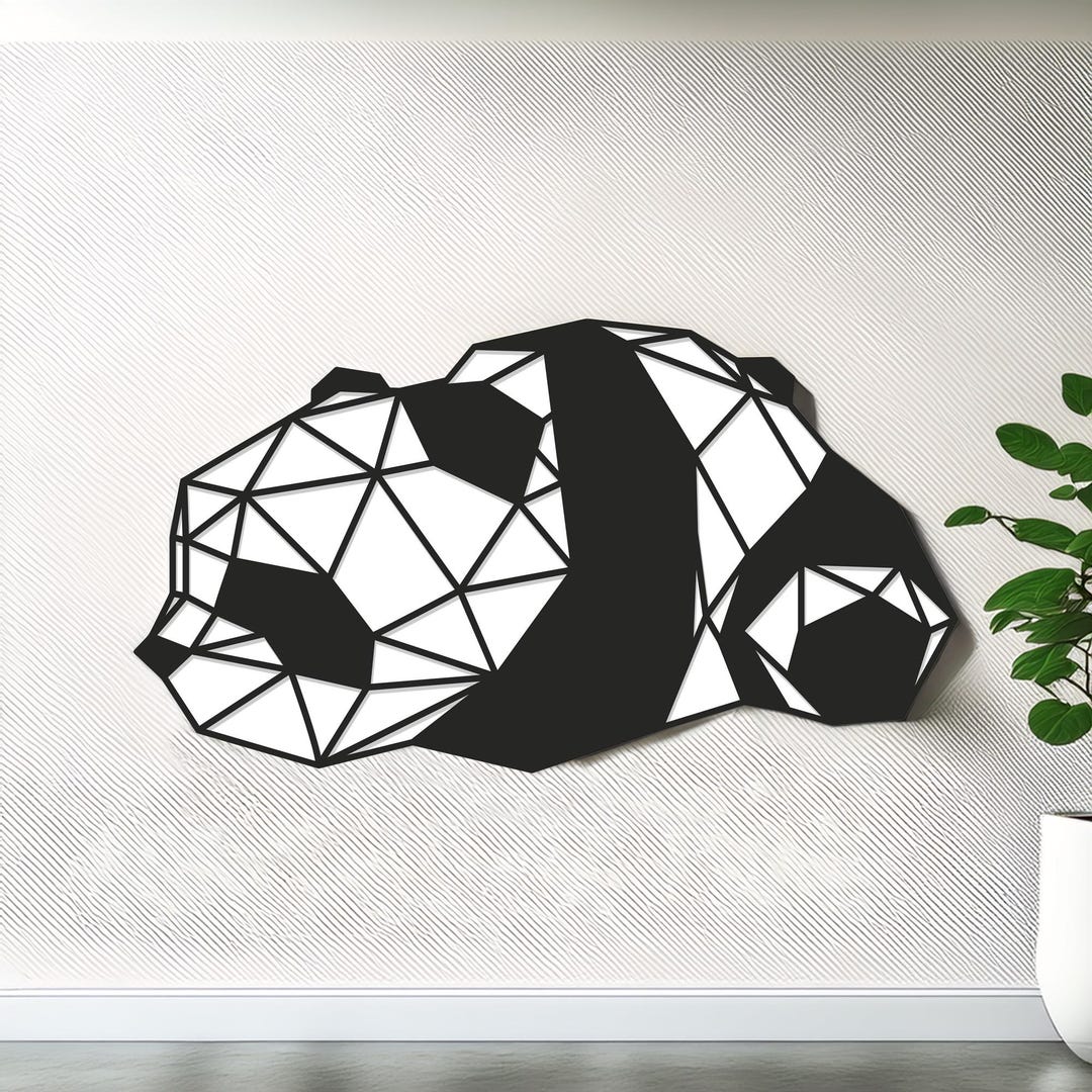 Panda Wall Decor | 3D Wooden Panda Wall Decor | Geometric Wood Wall ...