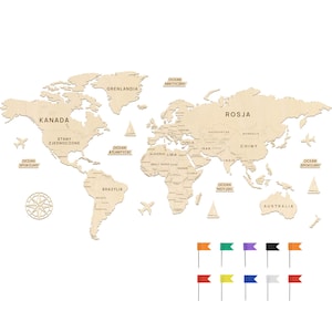 Carte du monde 3D pour mur | Décoration d'intérieur géographique en bois | Carte du monde éducative | Carte du monde faite à la main | Décoration murale unique 120cm