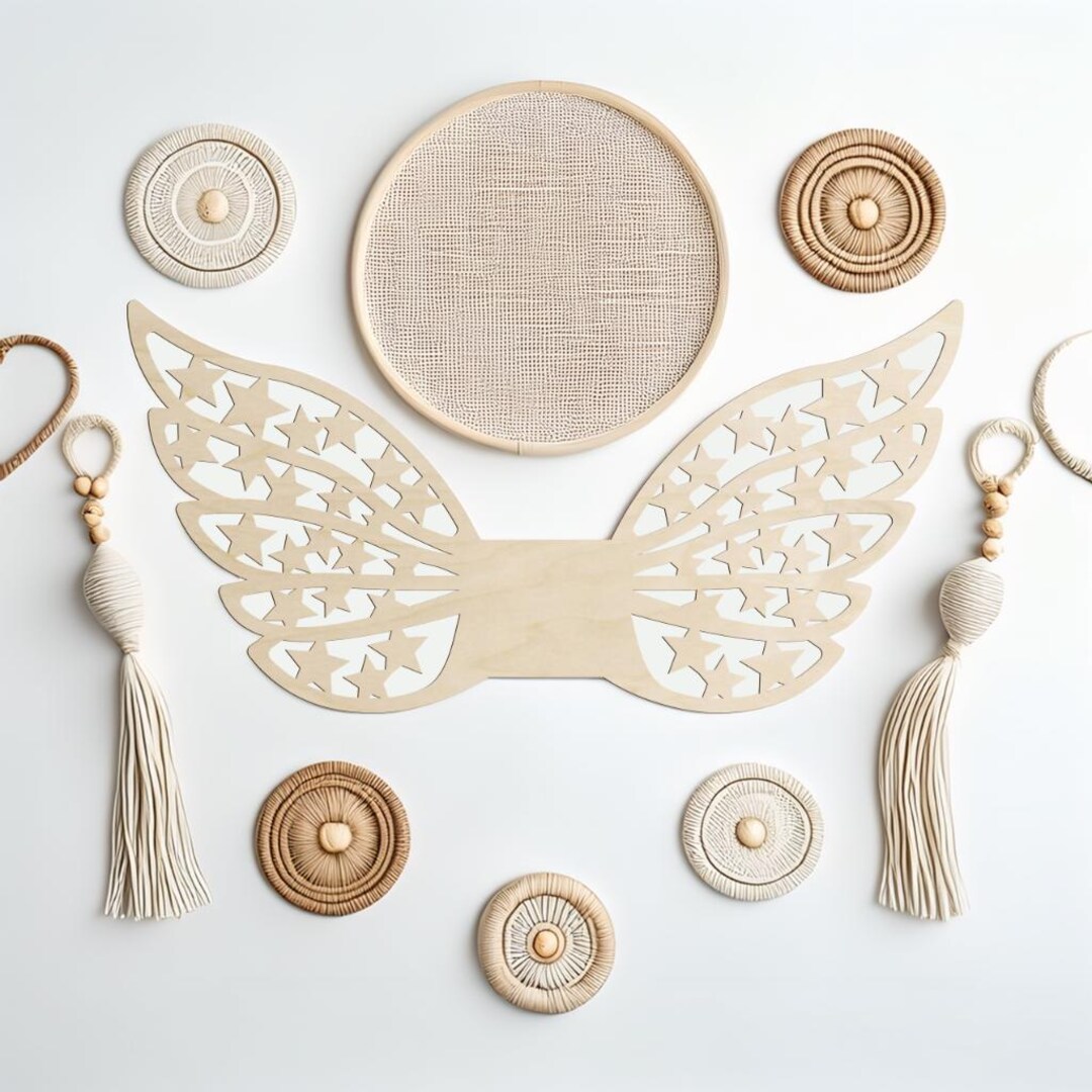 Angel Wings Base, Wooden Lattice Cutouts for Macramé, Christmas ...