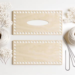 Caja de pañuelos de madera (2 unidades) | Base de madera Flywood | Accesorios de ganchillo | Estuche para pañuelos | Materiales para manualidades | Decoración creativa para el hogar | Manualidades de ganchillo