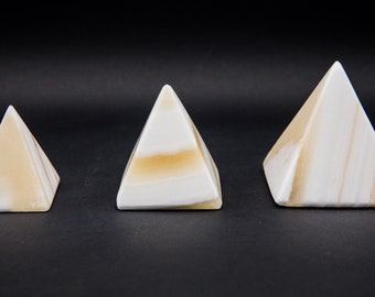 Alabaster Set of 3 Pyramids of Giza, Egyptian Alabaster Pyramid Set Giza, nice for home or office decor, wonderful handmade Pyramids