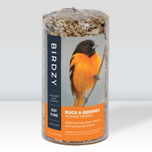 Bugs Nuts & Berries Hanging Cylinder Log Wild Bird Seed Feeder