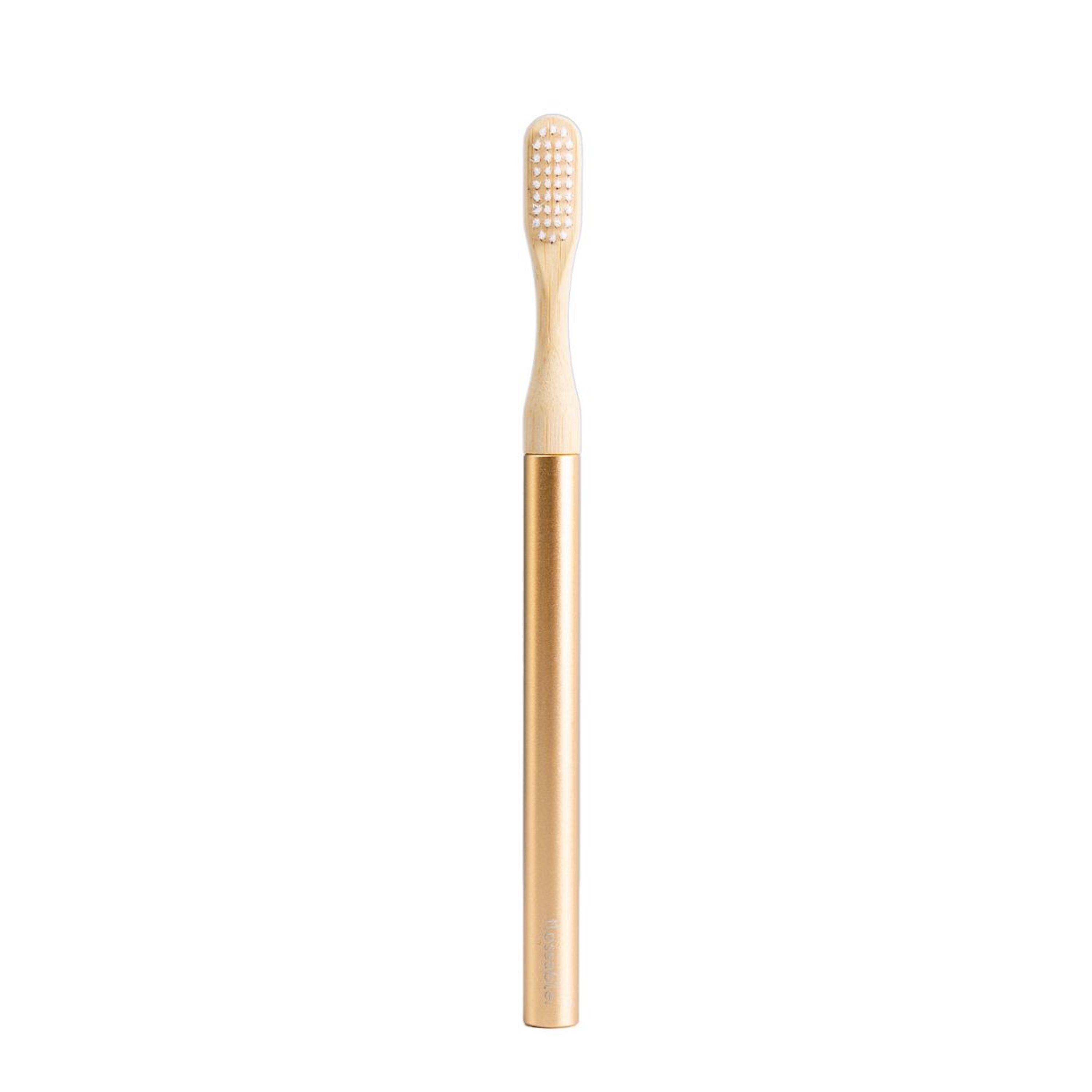 Gold Metal Toothbrush With Replaceable Bamboo Heads Gold Toothbrush