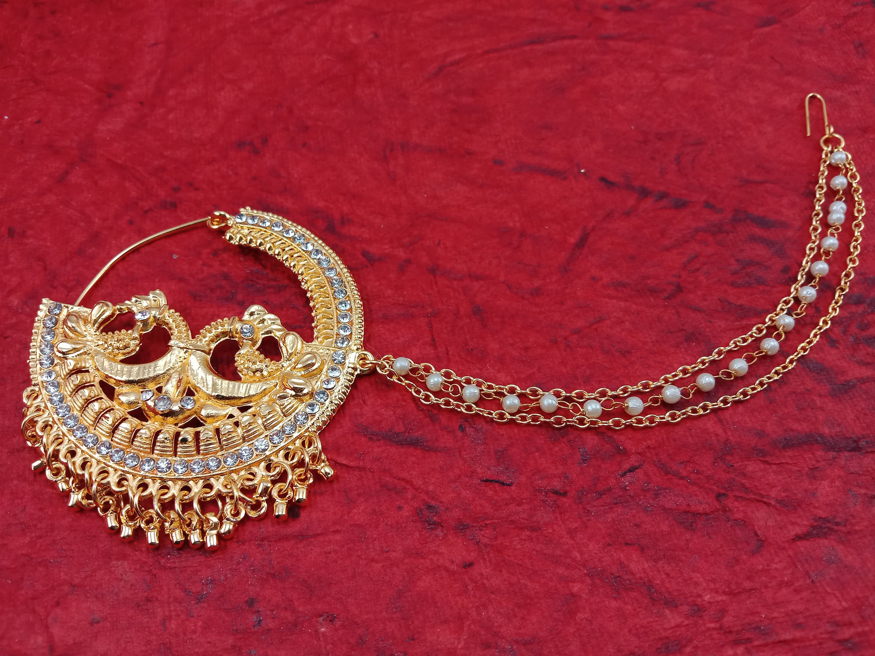 Natheya Sex Potos - Gold Plated Kundan Nosering Indian Nose Ring Nath Gold Plated - Etsy Israel