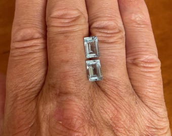 Par de topacios azul cielo de 4,82 quilates en total, corte baguette, aprox. 9 x 6 mm, topacio suelto para hacer joyas, piedra preciosa azul claro. Topacio suelto