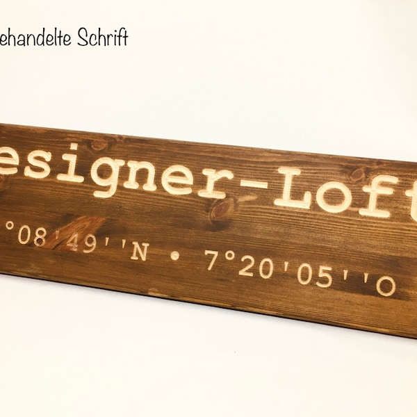 Personalisiertes Holzschild mit Koordinaten, individuelle Geschenkidee, Hochzeitsgeschenk, graviertes Unikat