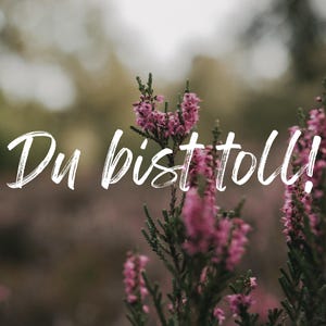Postkarte A6 – Du bist toll – Heideblüte, Naturmotiv, Motivationskarte, Grußkarte lila, Blumenfoto, Geschenkidee