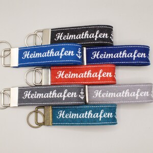 Schlüsselanhänger Leder Mit Gravur „Heimathafen“ – Handmade In Germany, Beidseitig Bedruckt – Persönliches Geschenk