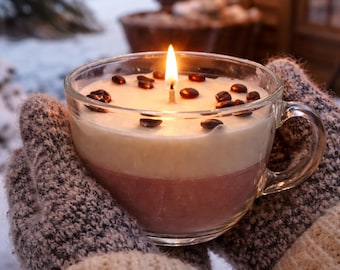 Caramel Coffee Candle in Glass Mug | 10 oz Soy Wax