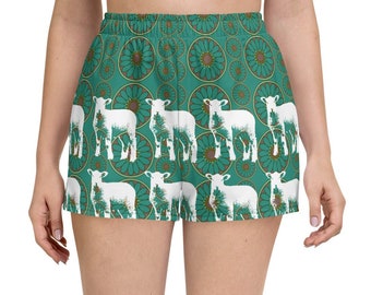 Green Swatchflowers & Lam Women’s Recycled Athletic Shorts