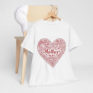 Mother&#39;s Day Heart Tee, Unisex Cotton Shirt, Gift for Mom, Love and Happiness T-Shirt, Family Celebration Apparel, Cute Heart Design
