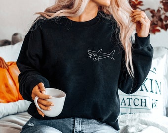 Shark Pocket sweatshirt Cute Shark sweatshirt Little Shark sweatshirt Graphic sweatshirt Cute Shark sweatshirt for Gift Funny sweatshirt Sea
