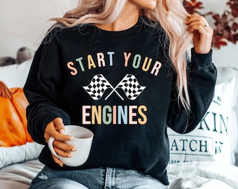 Racing sweatshirt, checkered flag, fast cars sweatshirt, beer sweatshirt, raceday sweatshirt, race day sweatshirt, carb day, racing shirt