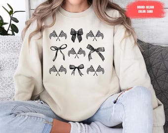 Coquette Racing Sweatshirt Checkered Flag Sweater Coquette Aesthetic Drag Race Tshirt, Day Shirt Race Car Shirt Dirt Track Racing Shirt Drag