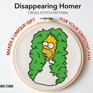 Cross Stitch Pattern: Disappearing Homer Meme - DIY, Fun & Easy Needlework, Embroidery, Instant PDF Download Handmade Home Decor Wall Art