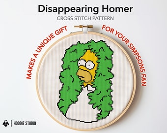 Cross Stitch Pattern: Disappearing Homer Meme - DIY, Fun & Easy Needlework, Embroidery, Instant PDF Download Handmade Home Decor Wall Art