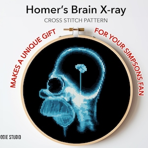 Homer Simpson Brain X-ray Cross Stitch Pattern: Funny Meme (PDF Download)