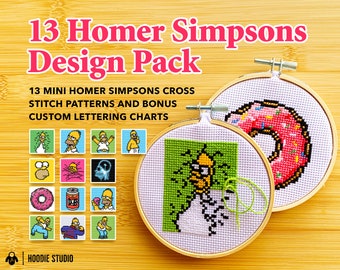 Homer Simpson Memes - 13 Mini Cross Stitch Patterns DIY Embroidery PDF Download Fun and Easy Craft Funny DIY Wall Decor Humor
