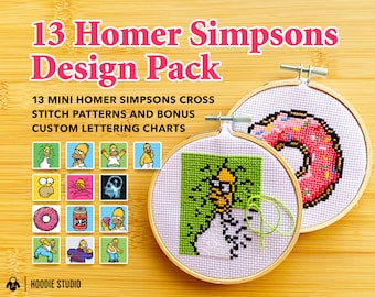 Homer Simpson Cross Stitch Patterns: Funny Meme DIY Embroidery (PDF Download)