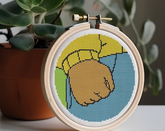 Arthur's Fist Meme, cross stitch pattern, digital download PDF
