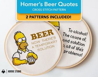 Homer Simpson Beer Quotes Cross Stitch Pattern: Funny Meme DIY (PDF Download)