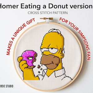 Homer Simpson Eating Donut Cross Stitch Pattern (PDF Download)