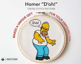 Homer Simpson 'D'oh!' Cross Stitch Pattern: Easy DIY Needlework (PDF Download)
