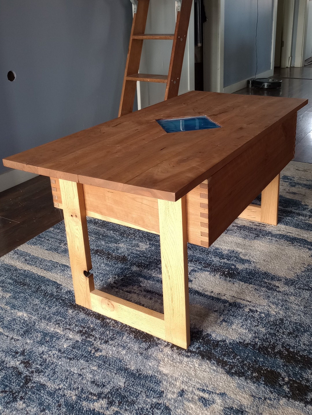 Cherry Hardwood Coffee Table With Storage Etsy