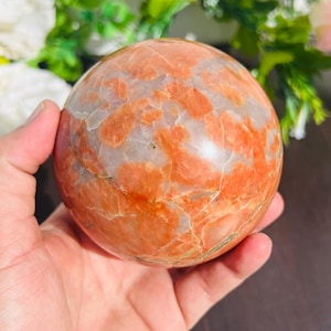 Peach Moonstone Sphere 99MM | Natural Crystal Ball for Meditation & Metaphysical Energy