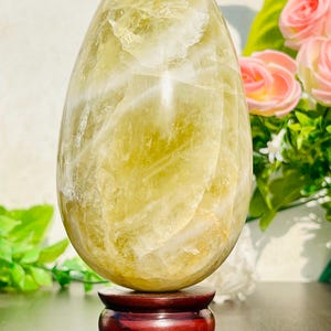 150MM Beautiful Lemon Quartz Crystal Egg | Rare Healing Stone for Meditation | Metaphysical Energy Egg for Chakra Balancing