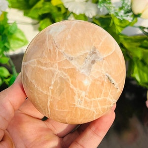 78 MM Pfirsich Mondstein Sphäre: Aura Heilstein, Meditation Dekor