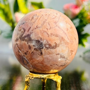 Perzik-maansteenbol 65 mm | Helende kristallen bol | Metafysische meditatiesteen | Rosophia-energiebol