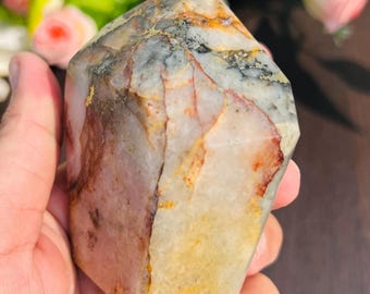 Golden Healer Quartz Crystal Point: Metaphysical Healing Stone, India (90mm)
