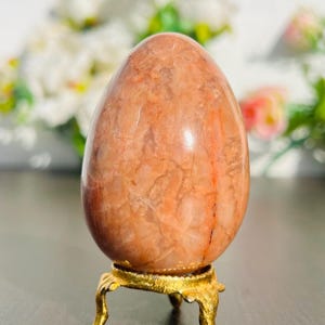 70MM Beautiful Peach Moonstone Aura Metaphysical Meditation | Healing Power Stone Egg | Rosophia Egg