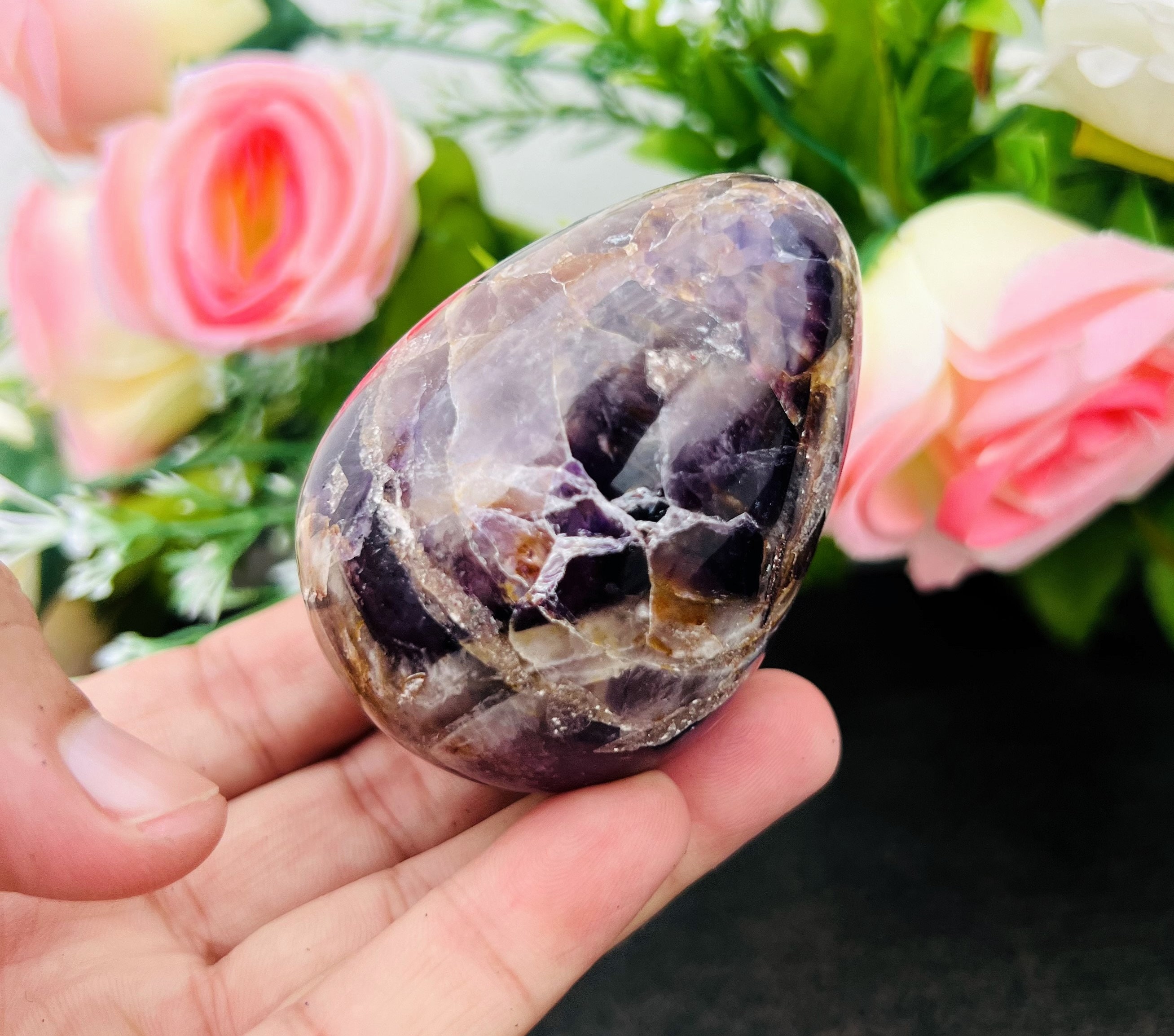 Mini 40MM Natural Blue store Amethyst Meditation Reiki Stone Hand Made Healing Egg 5Pc Set