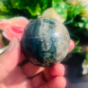 50MM Green Moss Agate Druzy Crystal Metaphysical Healing Power Stone Sphere Ball Meditation