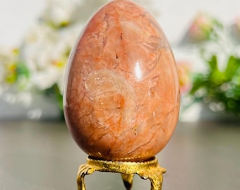 Peach Moonstone Egg 70MM | Natural Crystal Stone for Meditation & Metaphysical Energy