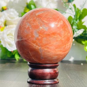 Peach Moonstone Sphere 99MM | Natural Crystal Ball for Meditation & Metaphysical Energy