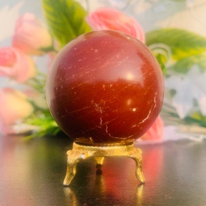 Beautiful 55MM Small Red Jasper Sphere Ball | Metaphysical Stone | Handmade Sphere | Meditation Aura Healing Stone