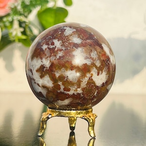Beautiful 55MM High Quality Red Hornitos Poppy Jasper Sphere Ball | Metaphysical Stone | Handmade Sphere | Meditation Aura Healing Stone