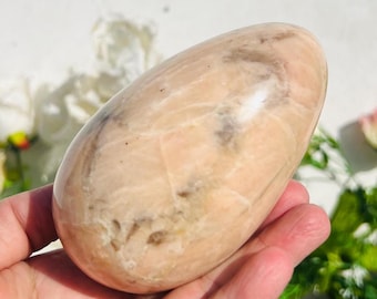 112MM Peach Moonstone Aura Egg: Metaphysical Healing Stone
