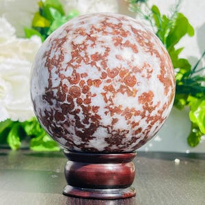 Beautiful 105MM High Quality Red Hornitos Poppy Jasper Sphere Ball | Metaphysical Stone | Handmade Sphere | Meditation Aura Healing Stone