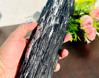 Black Tourmaline Rough Stone 165MM | Large Natural Raw Crystal for Grounding & Protection