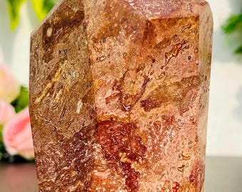 Punta de ágata Crazy Lace de 125 mm: Piedra de cristal curativa hecha a mano,