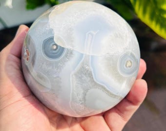92MM Blue Lace Agate Sphere: Metaphysical Healing Crystal