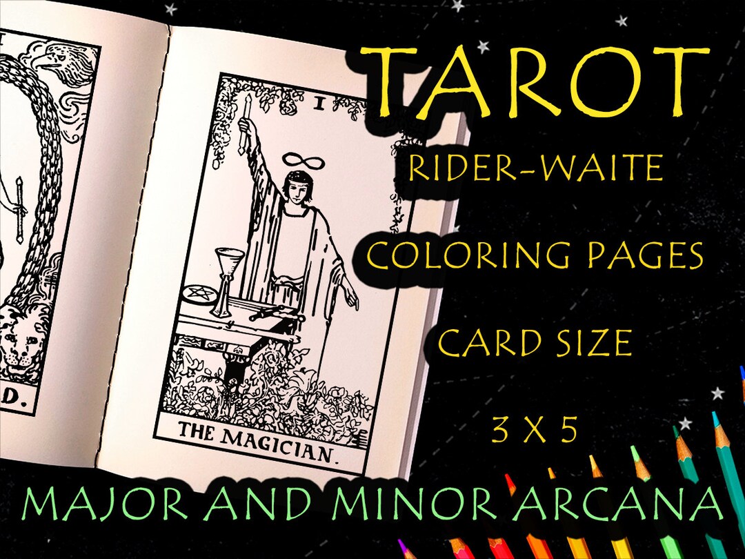 Tarot Coloring Cards Riderwaite Entire Deck Tarot Coloring Etsy