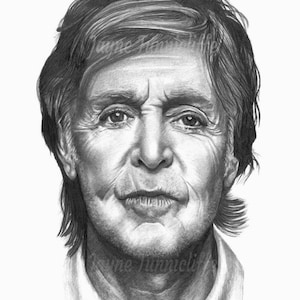 Paul McCartney The Beatles Art Giclee Print of a Graphite Pencil Drawing 11 x 8 inches