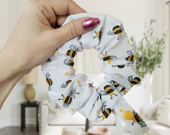 New design, White Bee Tubie scrunchie, Tubie accessories, feeding tube, NJ tube,Ng tube. Tube feeding.